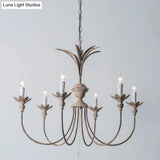 Classic Rustic Iron Chandelier With Crystal Droplets - 6 Bulbs Living Room Ceiling Pendant
