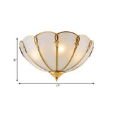 Classic Scallop Flush Mount Metal Ceiling Light Fixture In Brass For Bedroom - 17/21 Width 3/4 Bulbs
