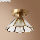 Classic Scalloped Glass Ceiling Flush Mount In Brass - Timeless Elegance For Your
