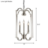 Classic Silver Candle Chandelier - Elegant Metal Pendant Light For Dining Room Ceiling