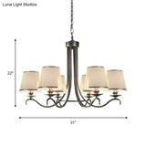 Classic Style Fabric Cone Chandelier Light 6 Heads Silver/Blue/White