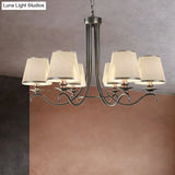 Classic Style Fabric Cone Chandelier Light 6 Heads Silver/Blue/White