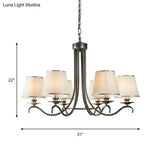Classic Style Fabric Cone Chandelier Light 6 Heads Silver/Blue/White