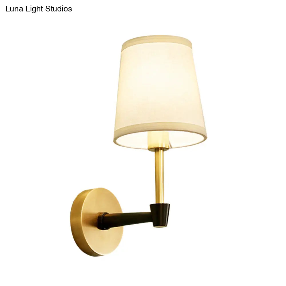 Classic Tapered Wall Mount Light Fixture - Half-Bulb Fabric Sconce In Black