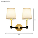 Classic Tapered Wall Mount Light Fixture - Half-Bulb Fabric Sconce In Black