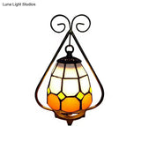 Classic Tiffany Desk Lamp With Grid Dome White/Orange Glass - Ideal For Living Room