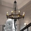 Classic Wagon Wheel Metal Chandelier: 8-Light Pendant Light For Corridor In Rust