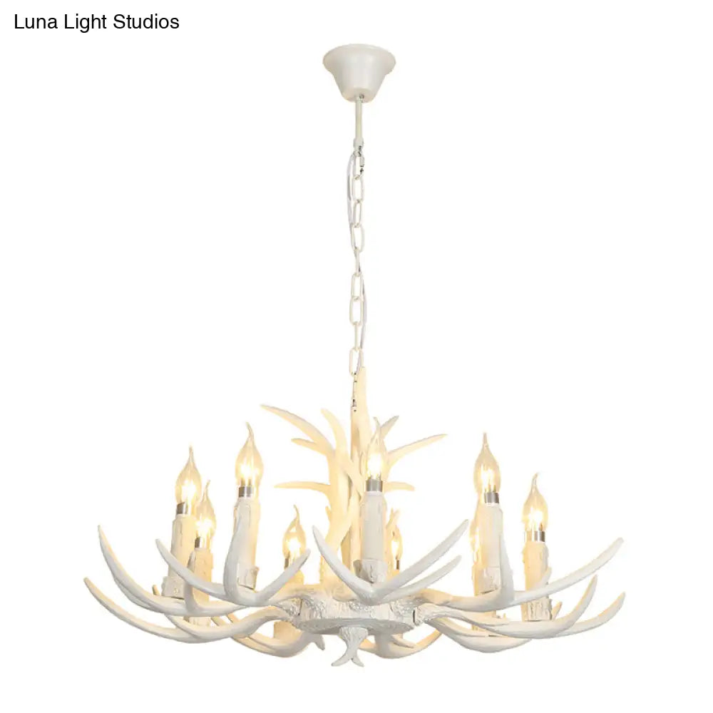 Classic White Deer Horn Resin Chandelier Pendant Light For Living Room