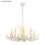 Classic White Deer Horn Resin Chandelier Pendant Light For Living Room