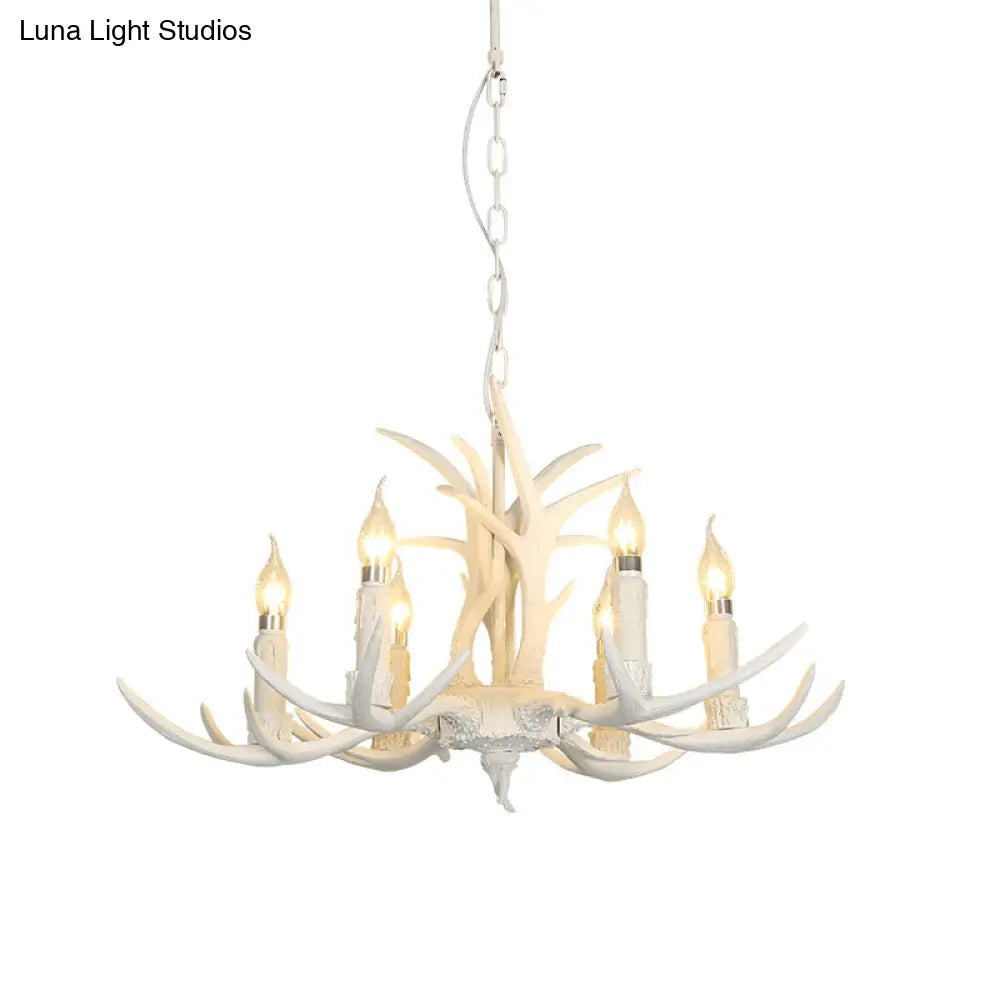 Classic White Deer Horn Resin Chandelier Pendant Light For Living Room