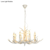Classic White Deer Horn Resin Chandelier Pendant Light For Living Room
