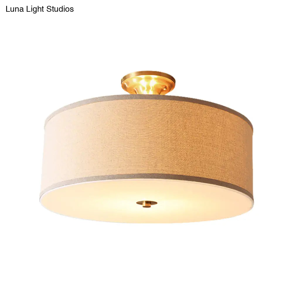 Classic White Drum Semi Flush Light For Living Room With 4 Lights 16’/19.5’ Wide