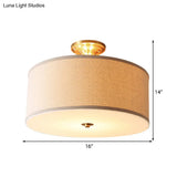 Classic White Drum Semi Flush Light For Living Room With 4 Lights 16’/19.5’ Wide