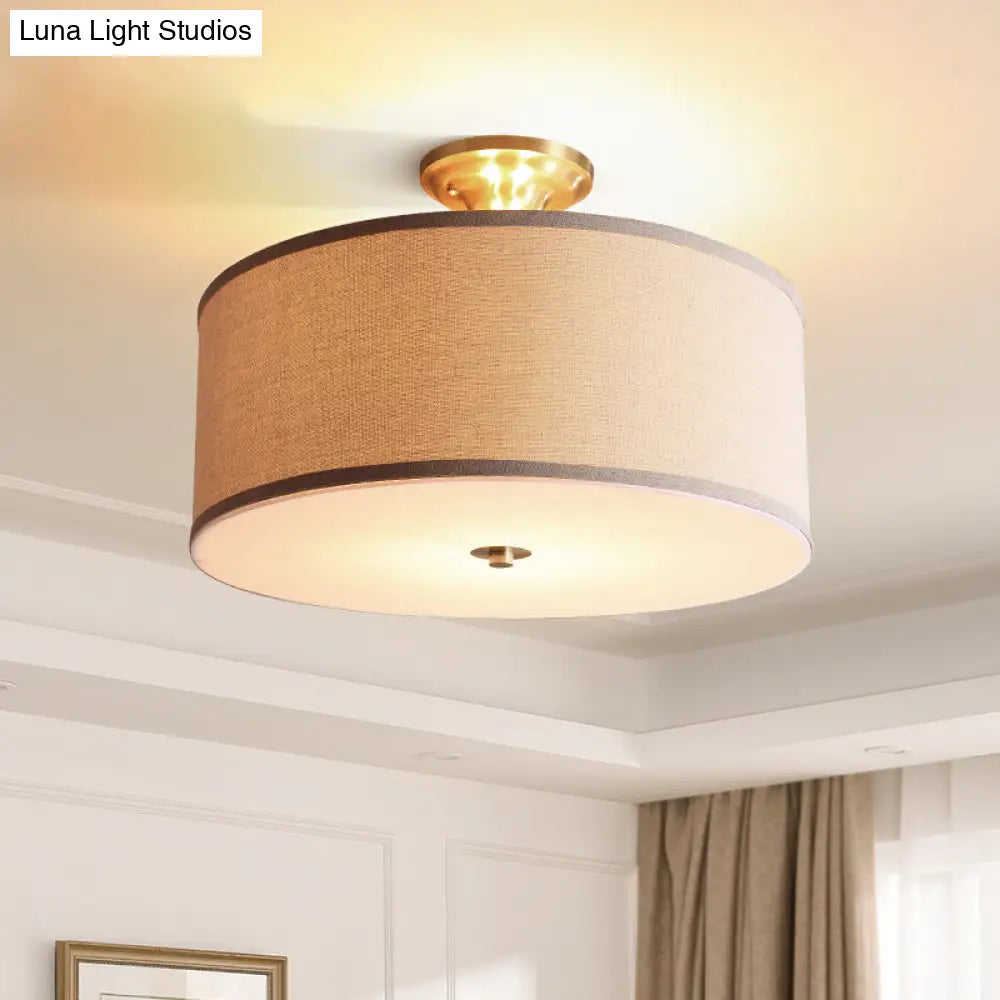 Classic White Drum Semi Flush Light For Living Room With 4 Lights 16’/19.5’ Wide