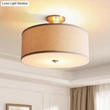 Classic White Drum Semi Flush Light For Living Room With 4 Lights 16’/19.5’ Wide