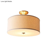 Classic White Drum Semi Flush Light For Living Room With 4 Lights 16’/19.5’ Wide