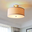 Classic White Drum Semi Flush Light For Living Room With 4 Lights 16’/19.5’ Wide / 16’