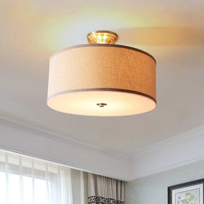 Classic White Drum Semi Flush Light For Living Room With 4 Lights 16’/19.5’ Wide / 16’