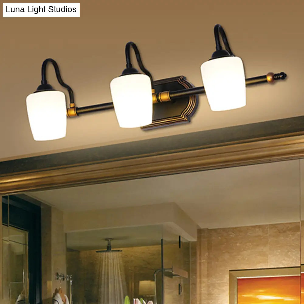 Classic White Glass Vanity Sconce - Wall Mounted Bathroom Light With Cup Shades 2/3/4 Lights