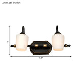 Classic White Glass Vanity Sconce - Wall Mounted Bathroom Light With Cup Shades 2/3/4 Lights