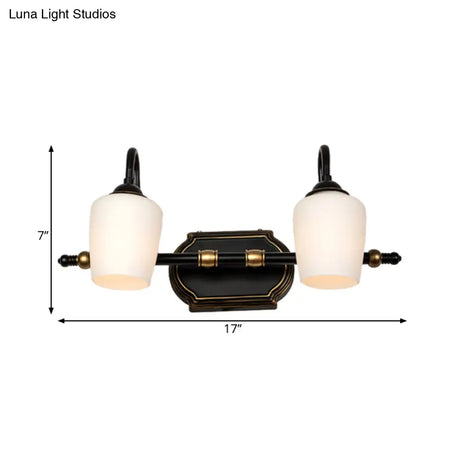 Classic White Glass Vanity Sconce - Wall Mounted Bathroom Light With Cup Shades 2/3/4 Lights