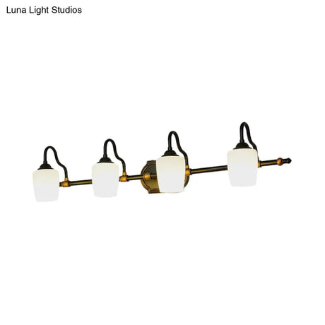 Classic White Glass Vanity Sconce - Wall Mounted Bathroom Light With Cup Shades 2/3/4 Lights