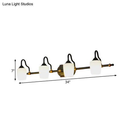 Classic White Glass Vanity Sconce - Wall Mounted Bathroom Light With Cup Shades 2/3/4 Lights