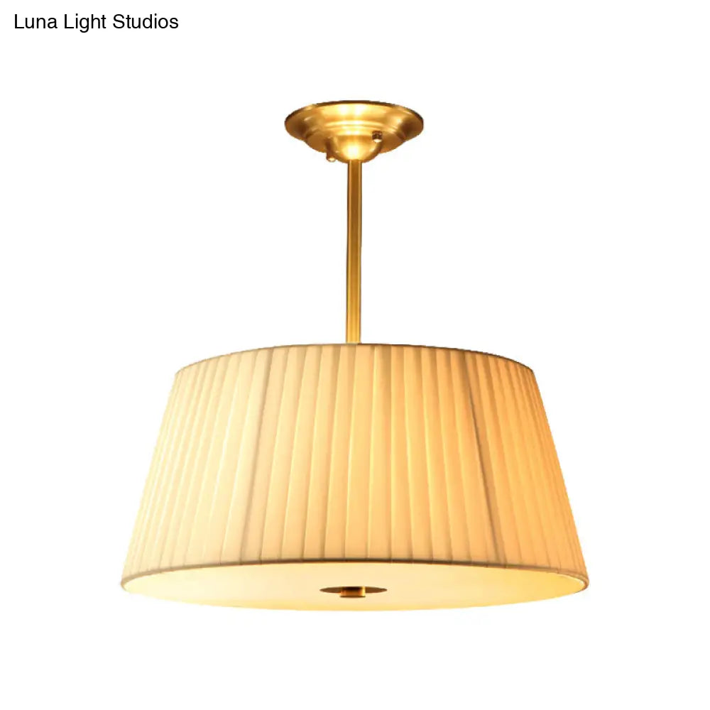 Classic White Semi Flush Mount Ceiling Fixture - 3/4 Lights With Drum Fabric Shade 16’/20’ Wide