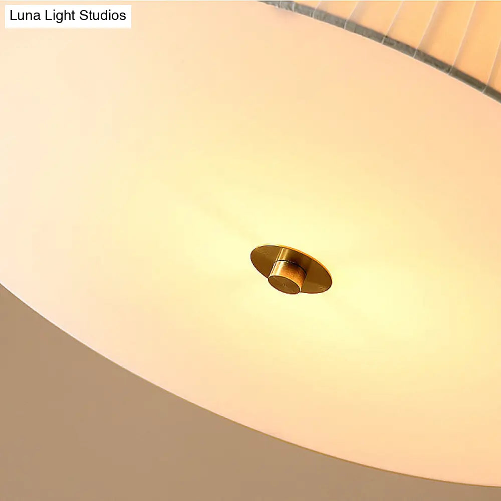 Classic White Semi Flush Mount Ceiling Fixture - 3/4 Lights With Drum Fabric Shade 16’/20’ Wide