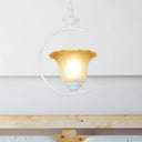 Classical Flared Pendant Light Fixture - White/Black Metal For Living Room Ceiling White
