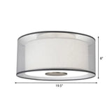 Classical White Fabric Drum Flush Mount Lamp - 4 Lights Ceiling Light Fixture 16/19.5/23.5 Wide