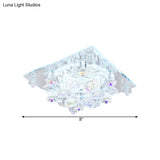 Clear Crystal 5-Light Flush Mount With Flower Shade - Minimal Design