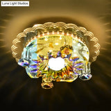 Clear Crystal 5-Light Flush Mount With Flower Shade - Minimal Design
