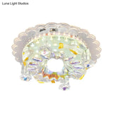 Clear Crystal 5-Light Flush Mount With Flower Shade - Minimal Design