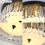 Clear Crystal Circle Ceiling Light - Contemporary Design With Opal Glass Diffuser & 5 Lights In