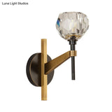 Clear Crystal Dome Wall Sconce Lamp In Brass Finish: Modern Style For Living Room