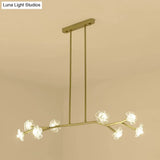 Clear Crystal Floral Shade Chandelier For Dining Room - Radial Linear Design