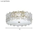 Clear Crystal Flush Ceiling Light - Contemporary Round Bedroom Lighting