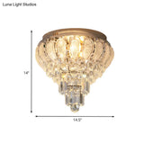 Clear Crystal Flushmount Lighting - Minimalistic 5 - Bulb Floral Ceiling Flush Mount For Bedrooms