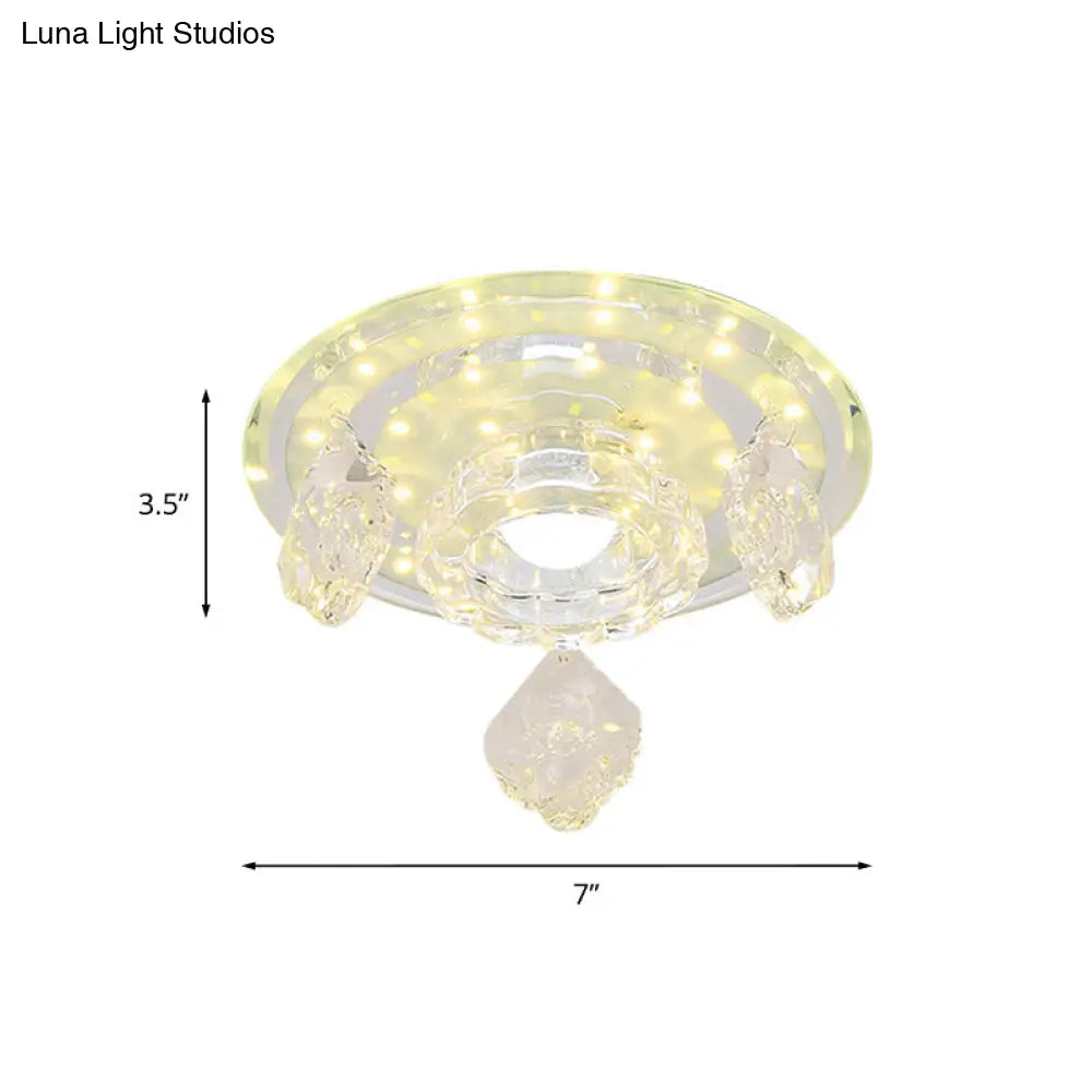 Clear Crystal Led Ceiling Light For Modernist Foyer - Flush Mount Fixture