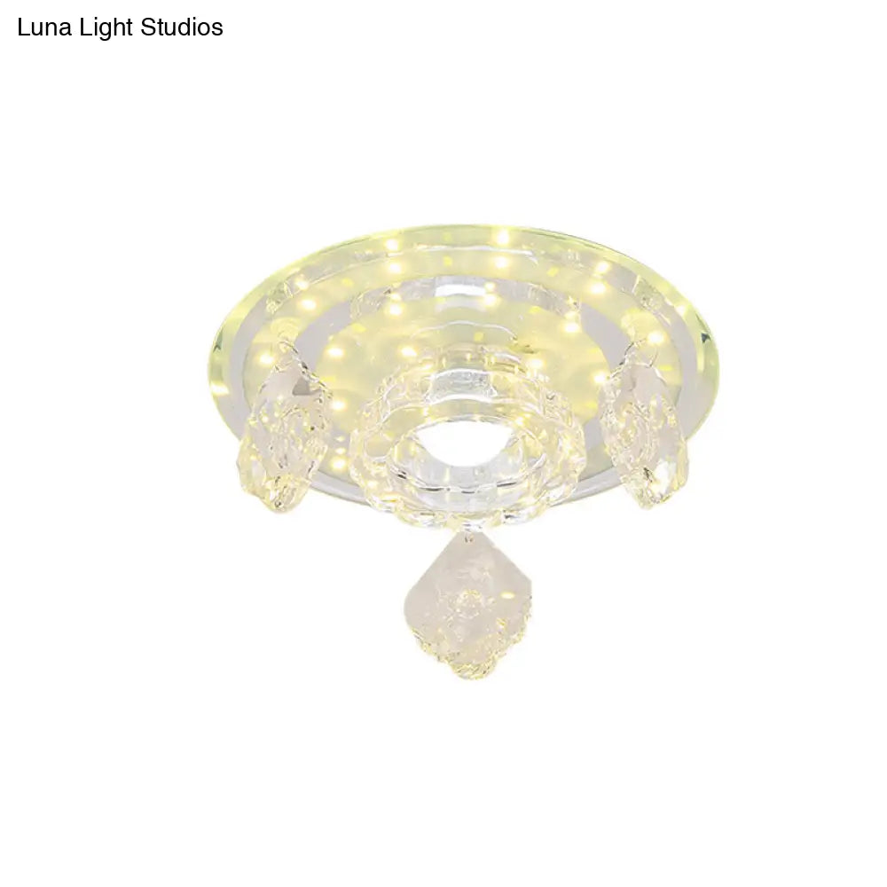 Clear Crystal Led Ceiling Light For Modernist Foyer - Flush Mount Fixture