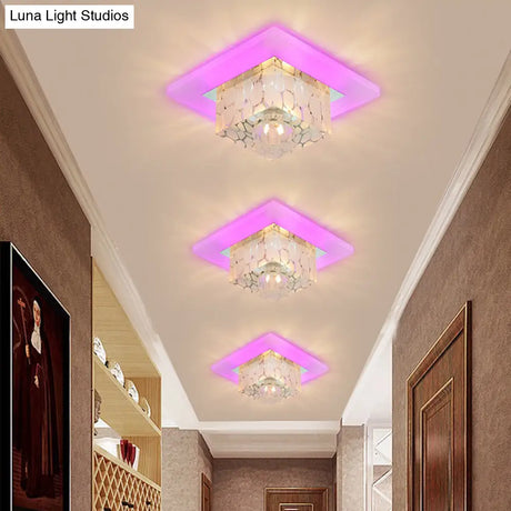 Clear Crystal Led Flush Mount Ceiling Light For Hallways And Corridors