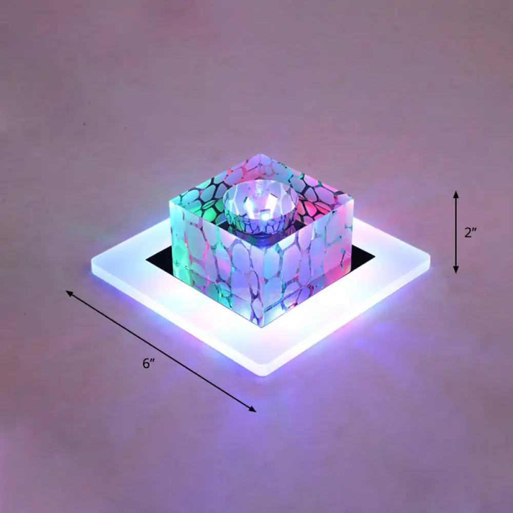 Clear Crystal Led Flush Mount Ceiling Light For Hallways And Corridors / 6’ Multi Color