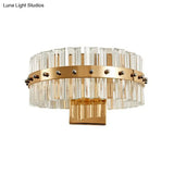 Clear Crystal Led Wall Lamp - Contemporary Style Gold Finish For Bedroom Lighting