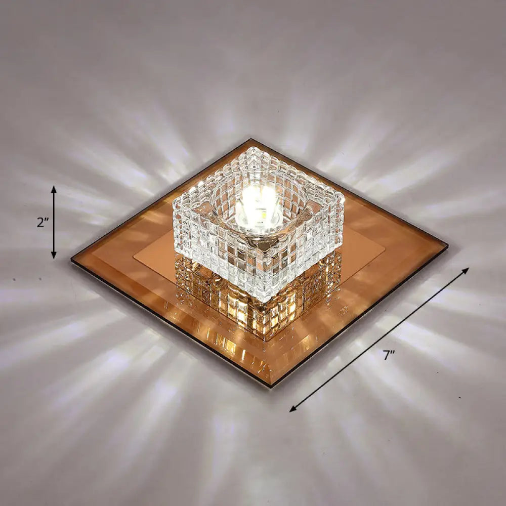 Clear Crystal Passage Led Flush Mount Ceiling Light - Simple & Sleek Design Tan / White
