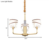 Clear Crystal Pendant Chandelier: Minimalist Brass Drum Design With Fabric Shade