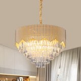Clear Crystal Prisms Chandelier – Modern Gold Finish 4/6/8 Heads Great Room Pendant