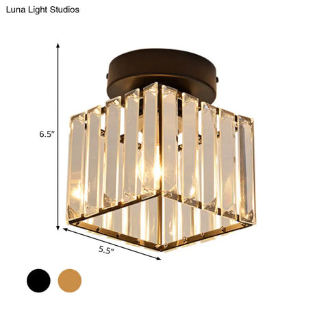 Clear Crystal Semi Flush Mount Modern Ceiling Light For Hallway