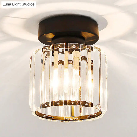 Clear Crystal Semi Flush Mount Modern Ceiling Light For Hallway