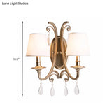 Clear Crystal Wall Lamp With Brass Tapered/Candle Design For Bedroom 1/2 Heads And Shade/Shadeless
